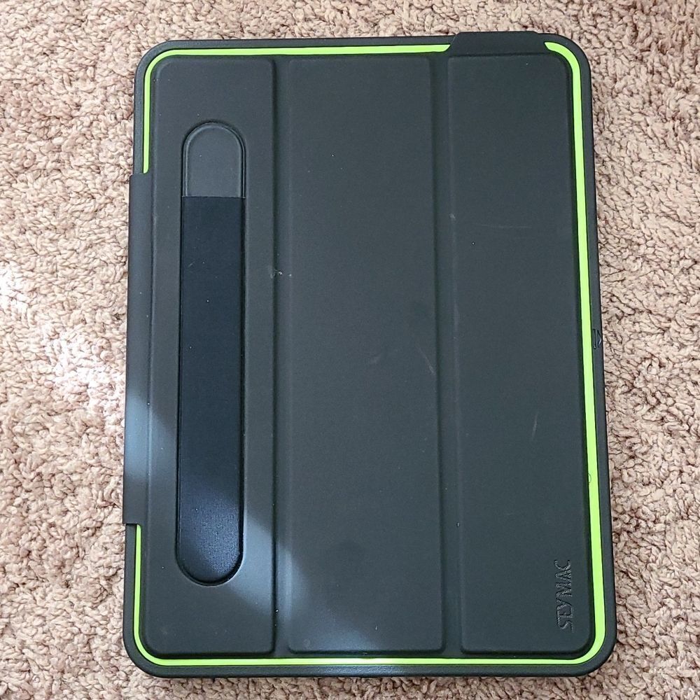 Apple iPad 10.2 case in black with green outlines